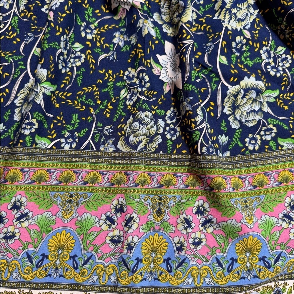 Bohemian Floral Border Print Maxi Skirt Size L NWT Smocked Waist Hippie - Picture 8 of 8